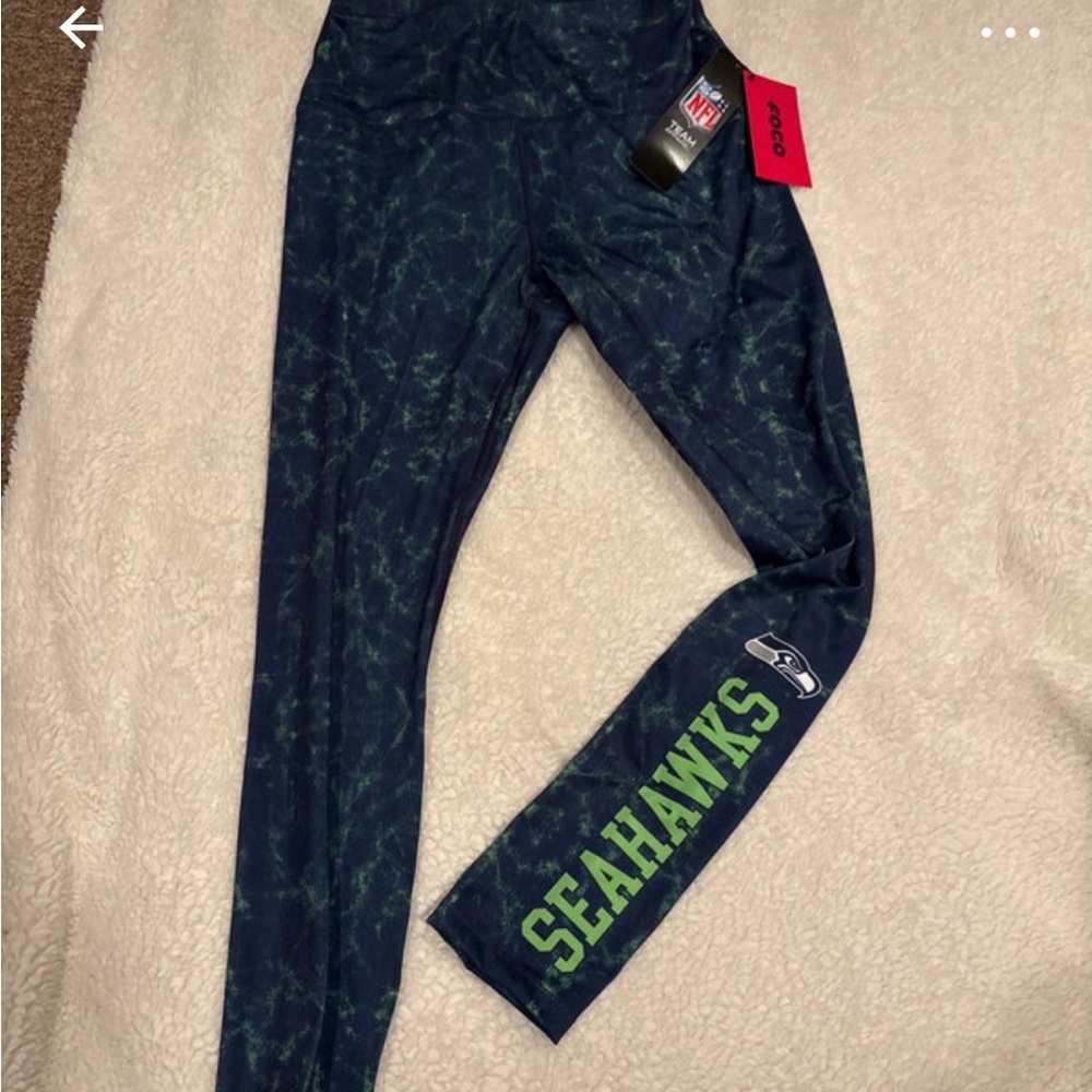 NFL Seahawks Women's Leggings - Navy and Lime